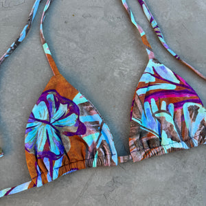 Turquoise Blossom Triangle Bikini Top