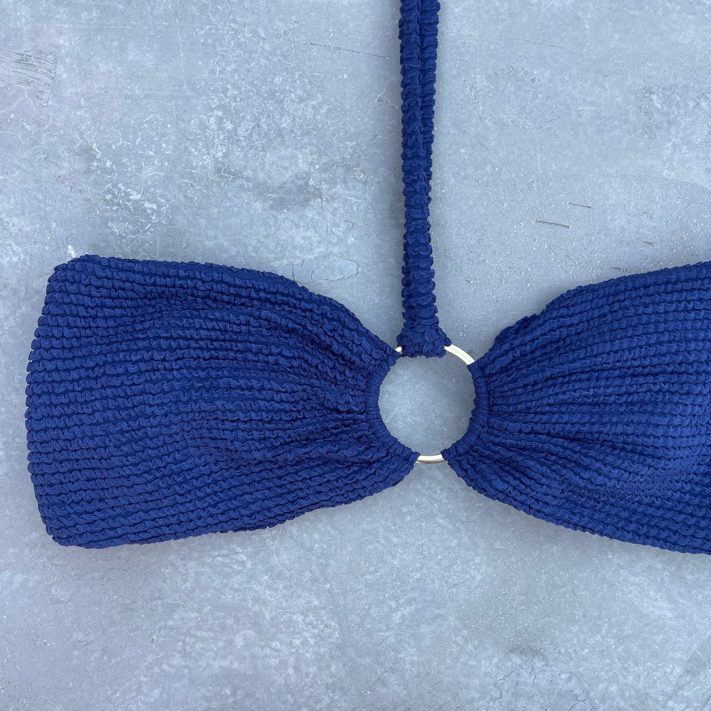 Midnight Waves Textured Strapless Bikini Top