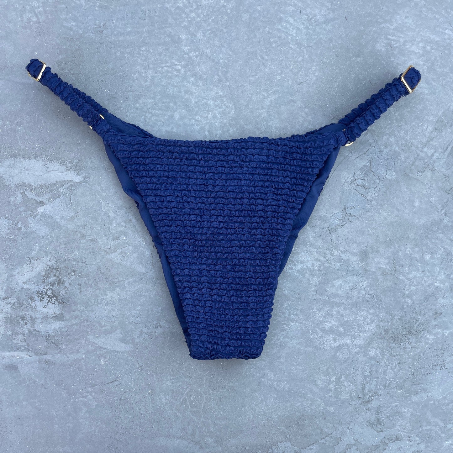 Midnight Waves Textured Tanga Bikini Bottom