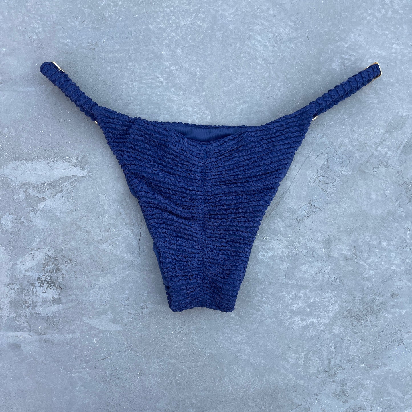 Midnight Waves Textured Tanga Bikini Bottom