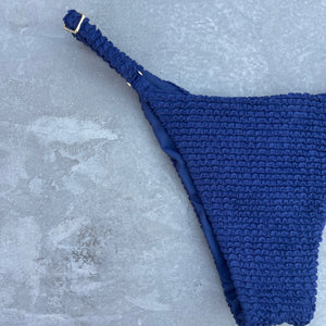 Midnight Waves Textured Tanga Bikini Bottom