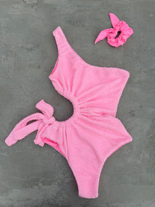 Pink Milk Shake Textured One Piece Swimwear