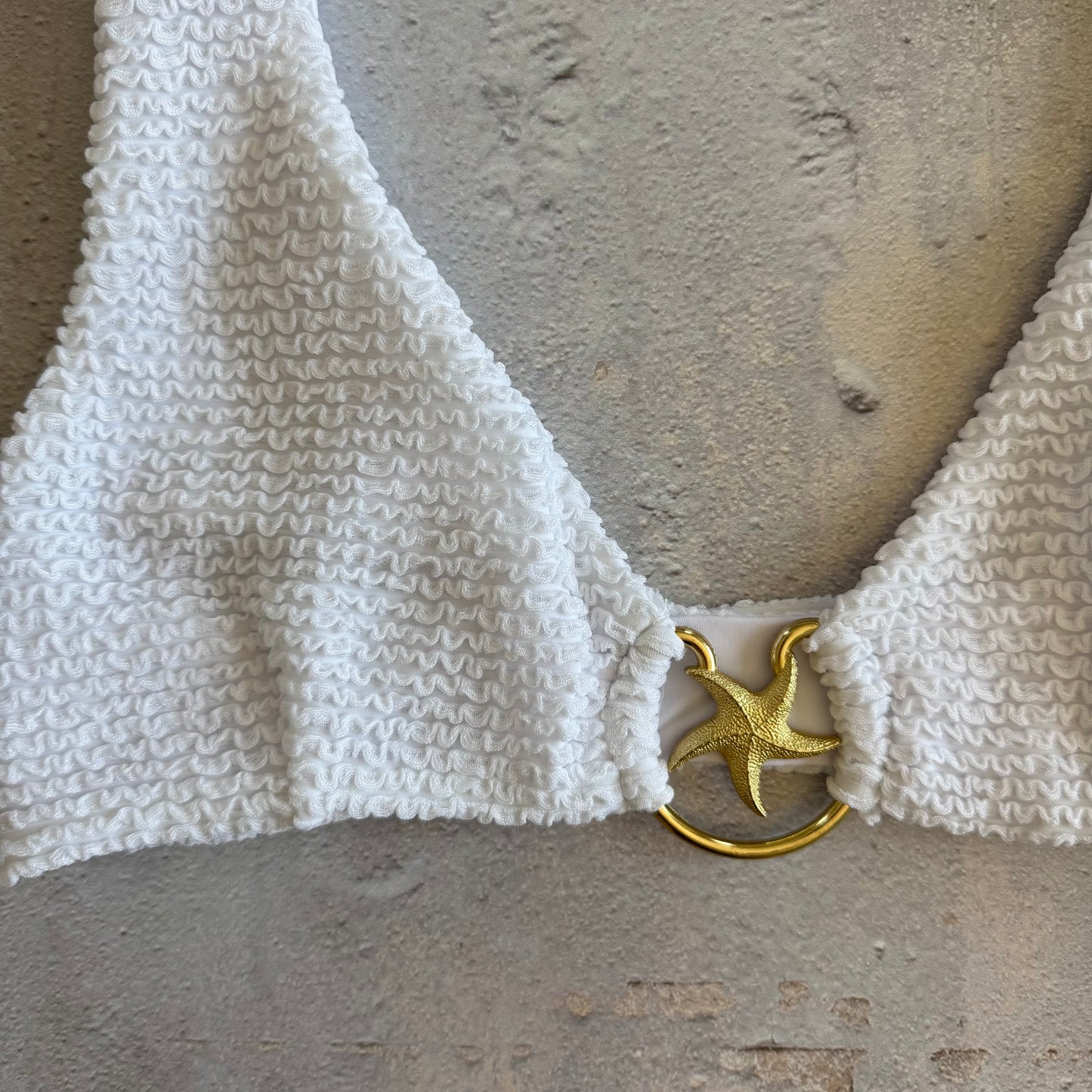 Pure White Textured Cassia Star Bikini Top