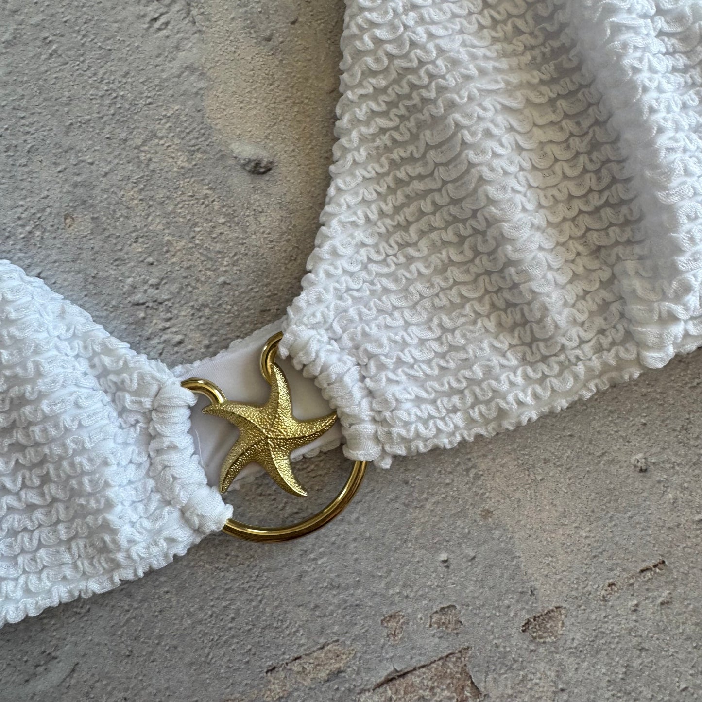 Pure White Textured Cassia Star Bikini Top