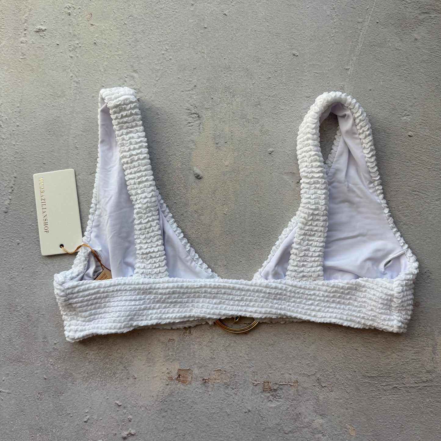 Pure White Textured Cassia Star Bikini Top