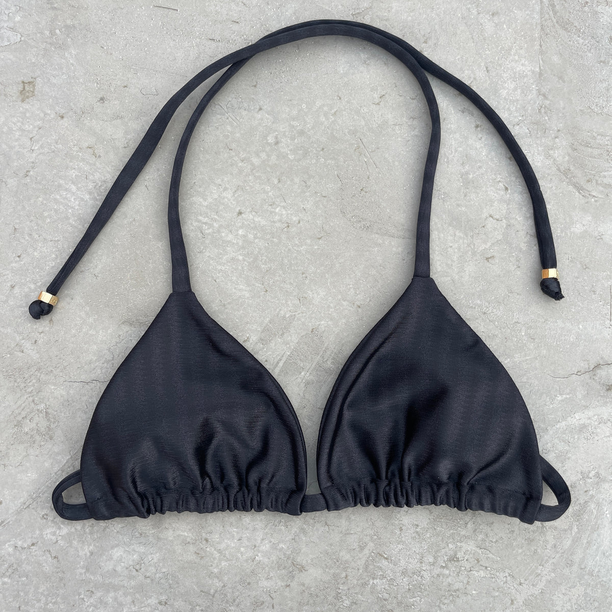 Black Striped Triangle Bikini Top
