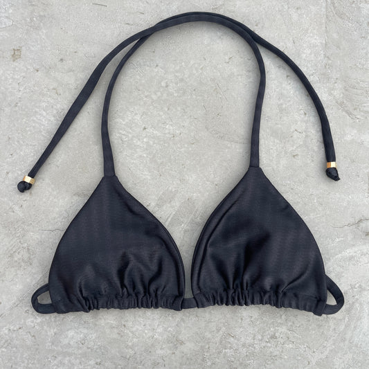 Black Striped Triangle Bikini Top
