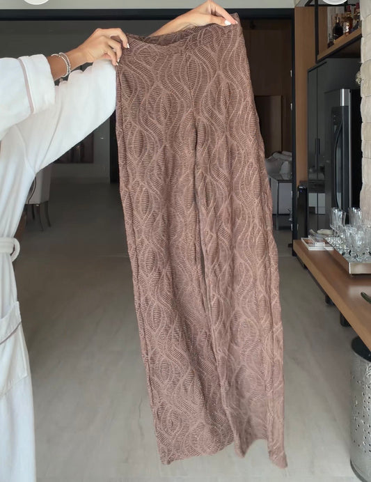 Mallorca Brown Sparkling Macrame Seamless Pants