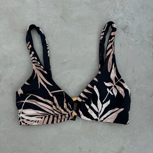 Bleached Leaves Black Cassia Bikini Top