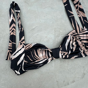 Bleached Leaves Black Leda Bikini Top