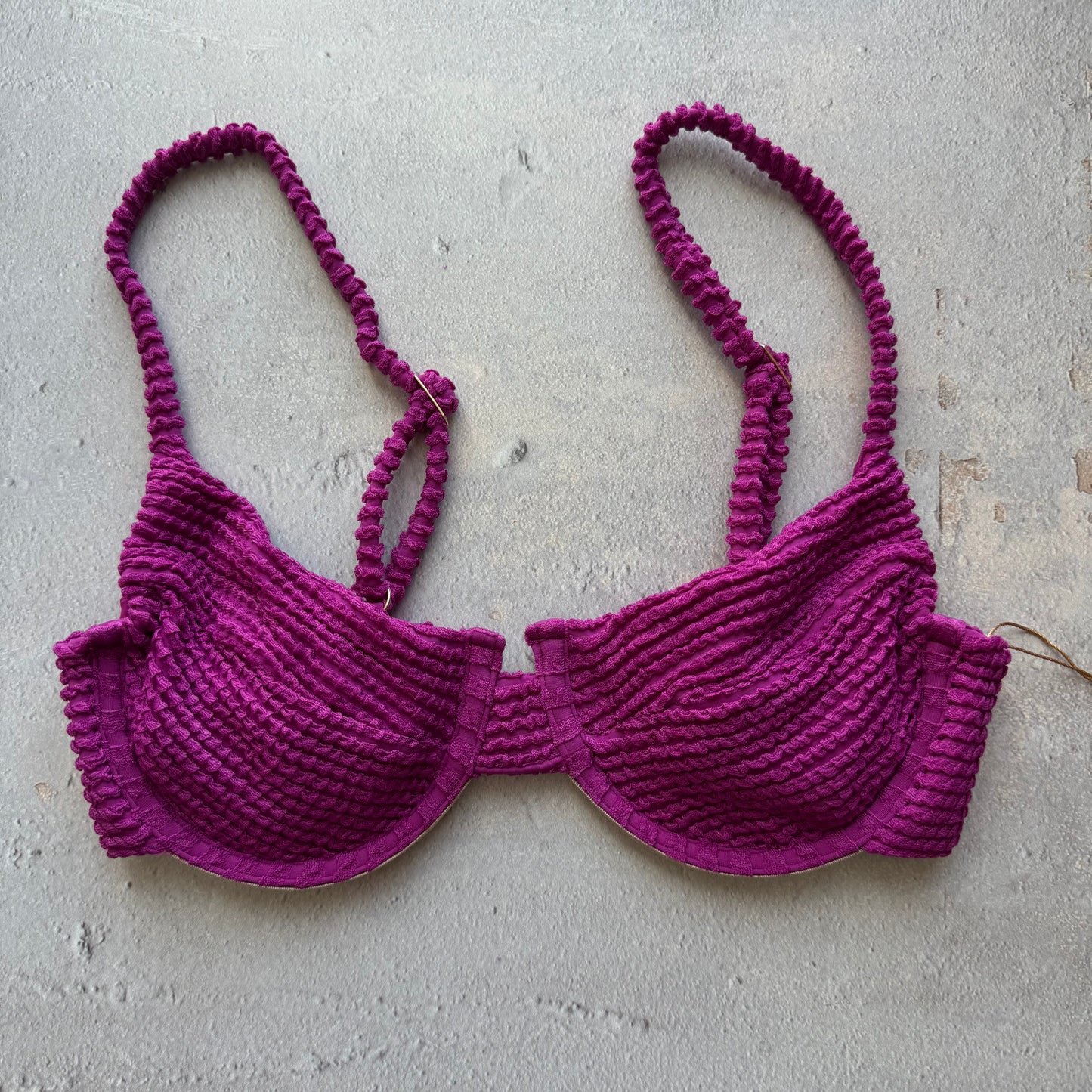 Purple Gaya Textured Panneled Bikini Top
