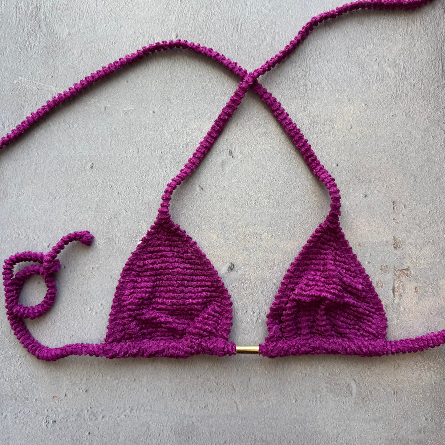 Purple Gaya Textured Triangle Bikini Top