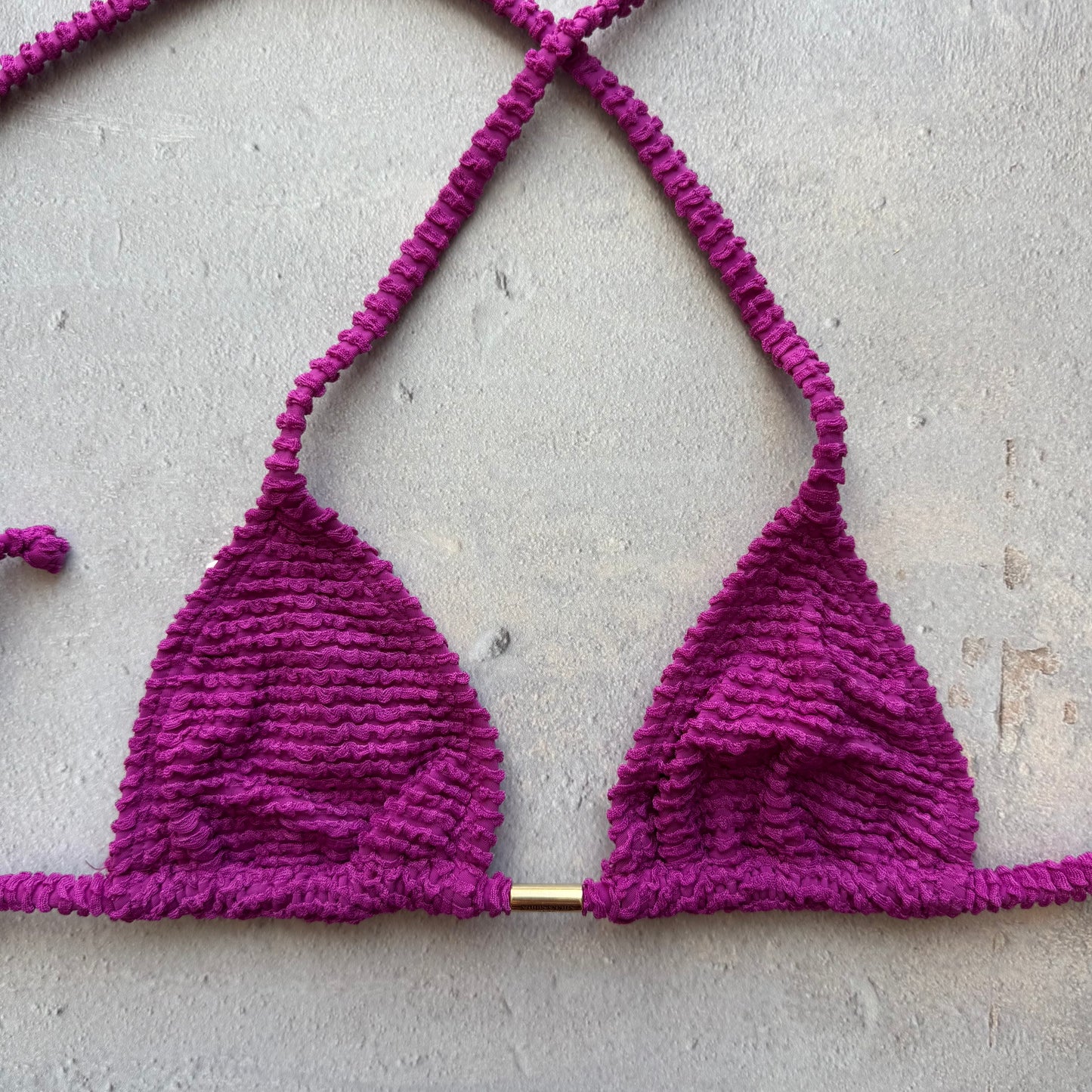 Purple Gaya Textured Triangle Bikini Top