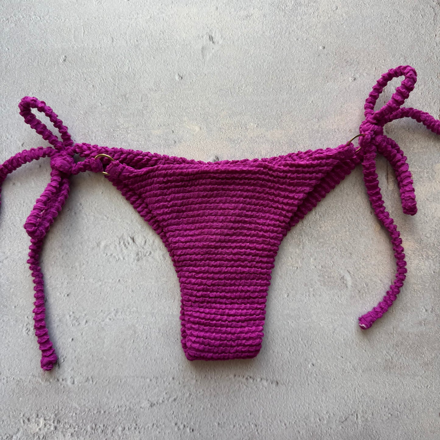 Purple Gaya Textured Katie Side Tie Bikini Bottom