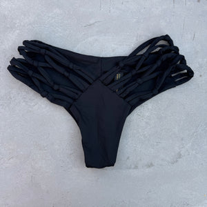 Light Black Cheeky Macrame Bikini Bottom