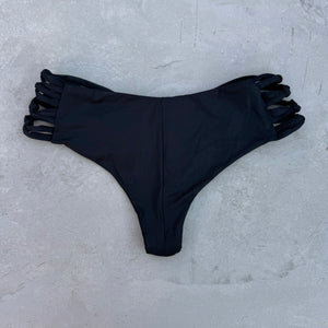 Light Black Cheeky Macrame Bikini Bottom