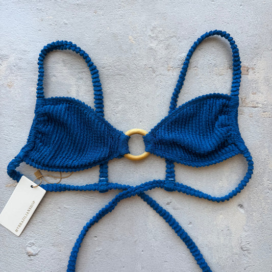 Blue Safira Textured Kayla Bikini Top