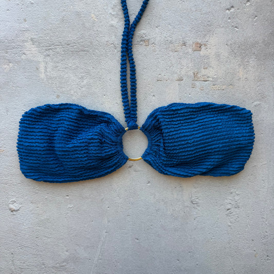 Blue Safira Textured Strapless Bikini Top