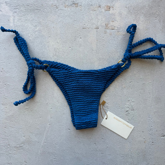 Blue Safira Textured Katie Side Tie Bikini Bottom