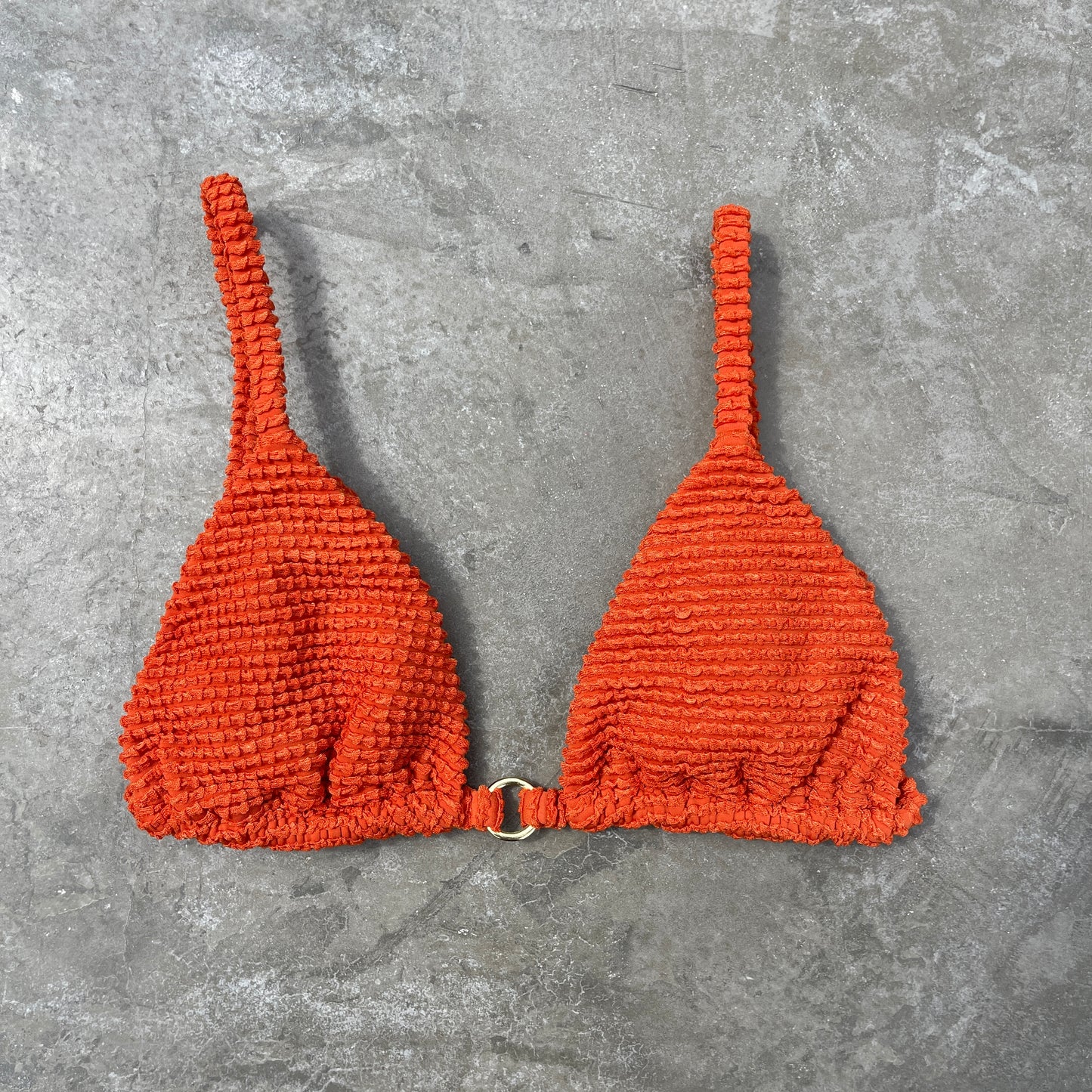 Paprika Orange Textured Triangle Ring Bikini Top