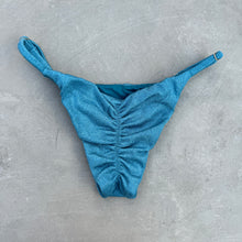 Load image into Gallery viewer, Formentera Blue Lux Textured Tanga Bikini Bottom
