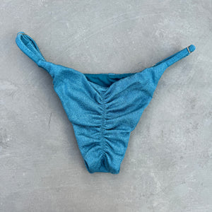 Formentera Blue Lux Textured Tanga Bikini Bottom