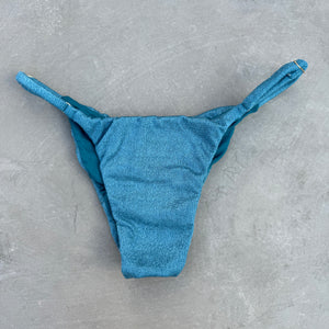 Formentera Blue Lux Textured Tanga Bikini Bottom