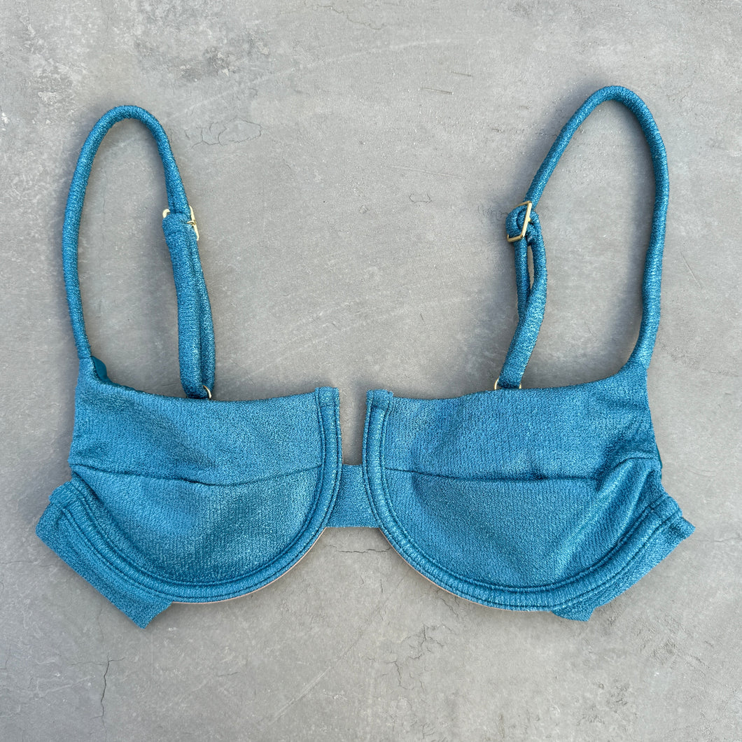 Formentera Blue Lux Textured Panneled Bikini Top