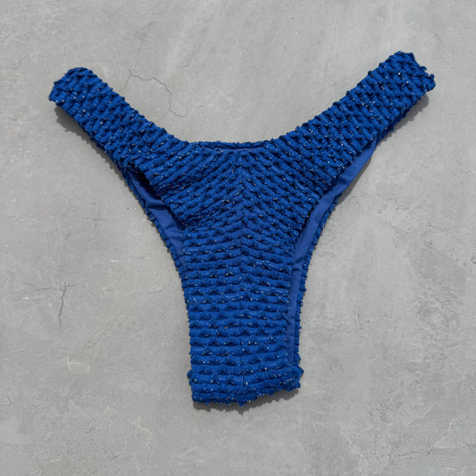 Blue Sparkling Mermaid Weave Textured Bia Bikini Bottom