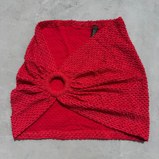 Red Sparkling Mermaid Weave Mini Ring Skirt