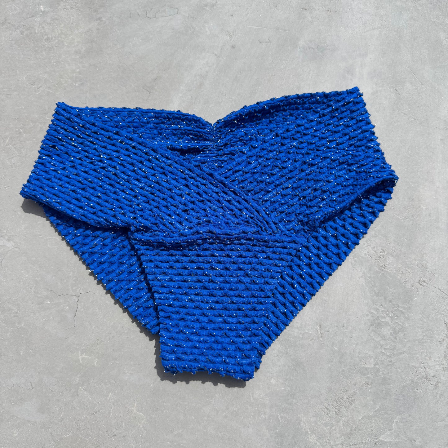 Blue Sparkling Mermaid Weave Textured Melissa Bikini Bottom