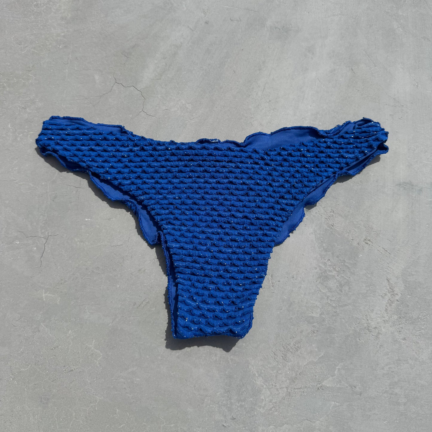 Blue Sparkling Mermaid Weave Textured Lili Ripple Bikini Bottom