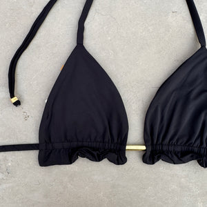 Light Black Triangle Frill Bikini Top