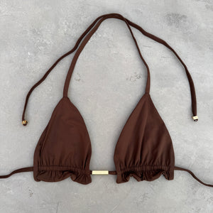 Cocoa Brown Triangle Frill Bikini Top