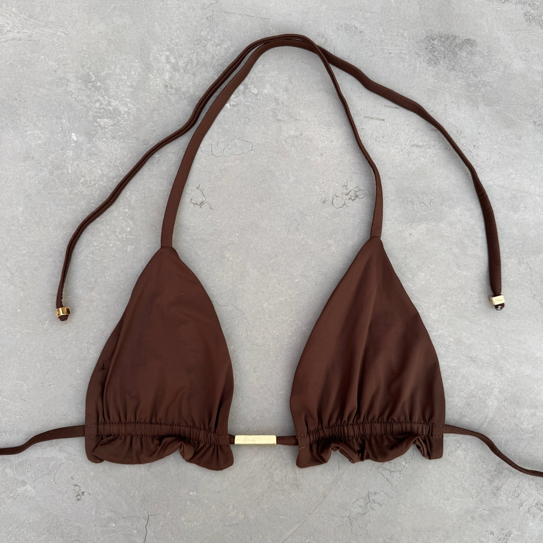 Cocoa Brown Triangle Frill Bikini Top