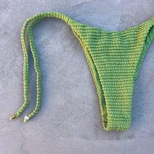 Matcha Green Textured Karina Seamless Side Tie Bikini Bottom