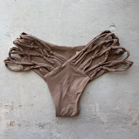 Cappuccino Brown Cheeky Macrame Bikini Bottom