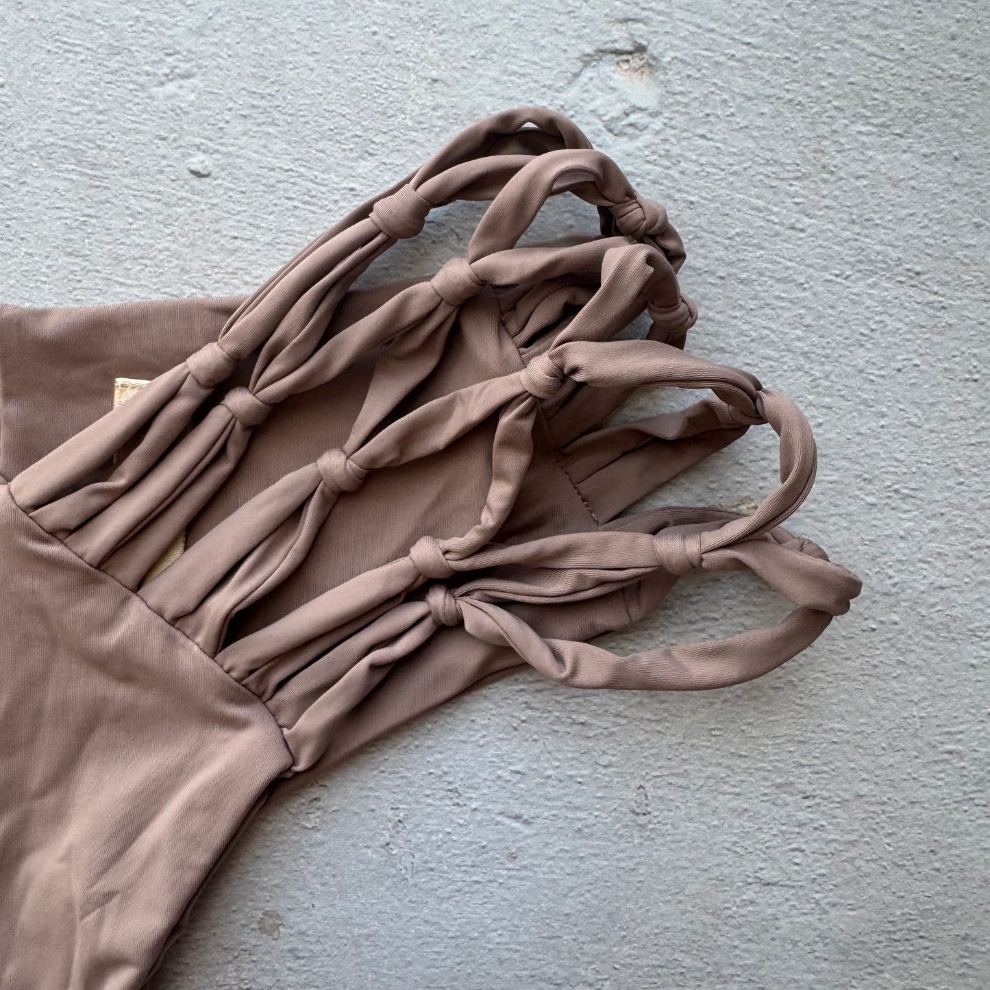 Cappuccino Brown Cheeky Macrame Bikini Bottom