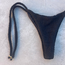 Load image into Gallery viewer, Onyx Black Textured Karina Seamless Side Tie Bikini Bottom
