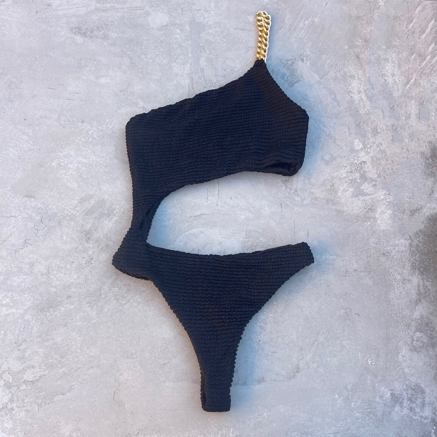 Onyx Black Textured Silvia One Piece Swimwear