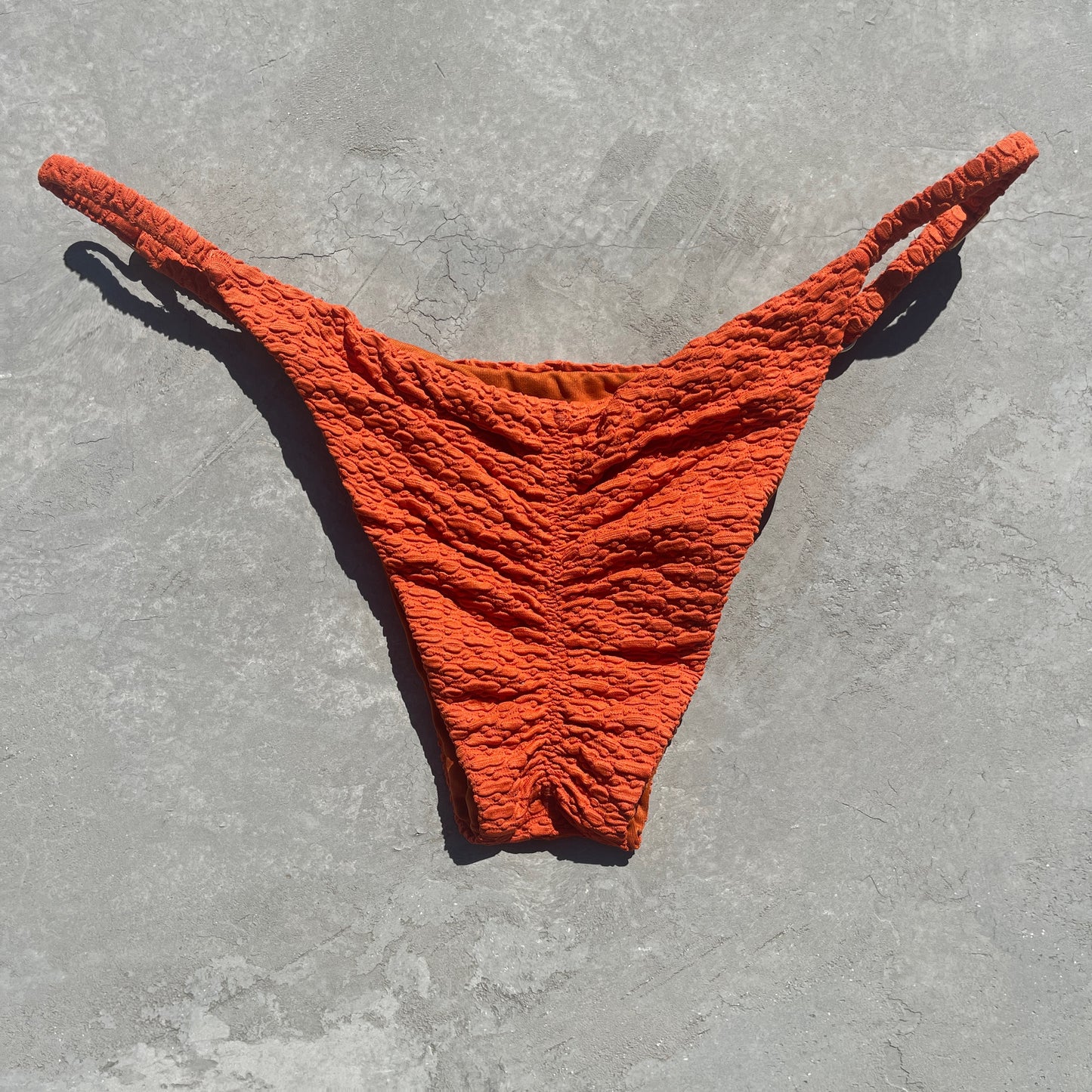 Sunkissed Amber Textured Tanga Bikini Bottom