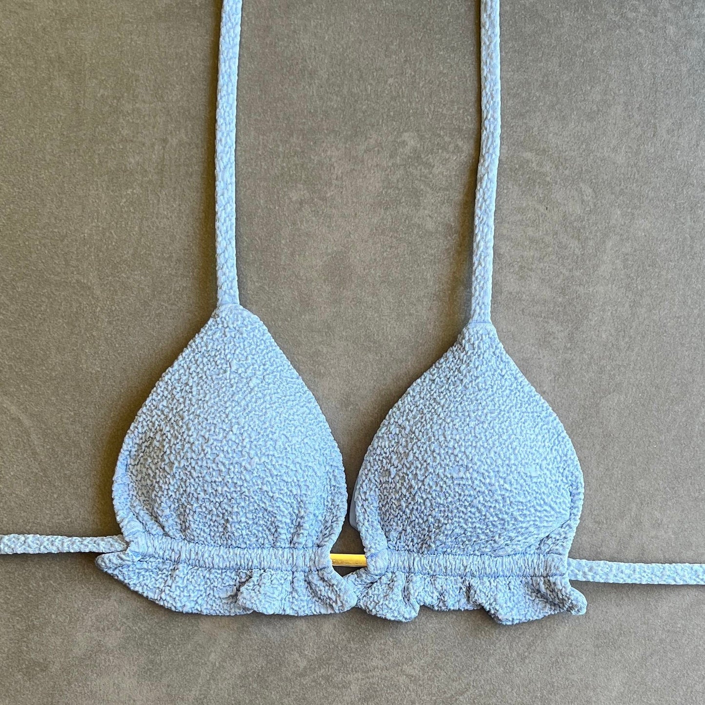 Blue Martini Beehive Textured Triangle Frill Bikini Top
