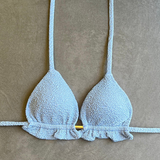 Blue Martini Beehive Textured Triangle Frill Bikini Top