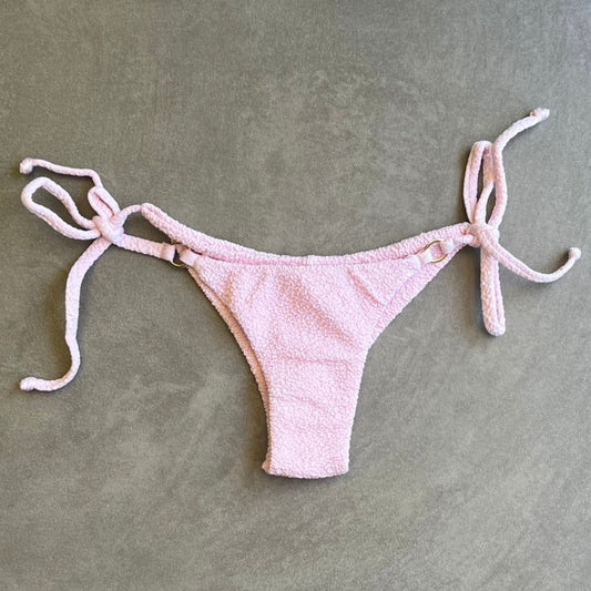 Rose Spritz Beehive Textured Katie Side Tie Bikini Bottom