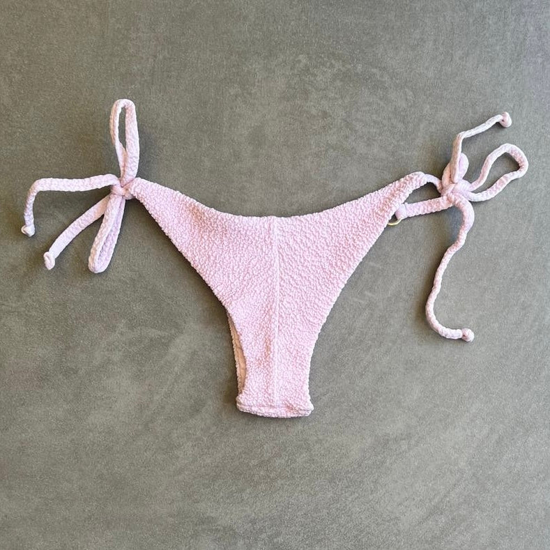 Rose Spritz Beehive Textured Katie Side Tie Bikini Bottom