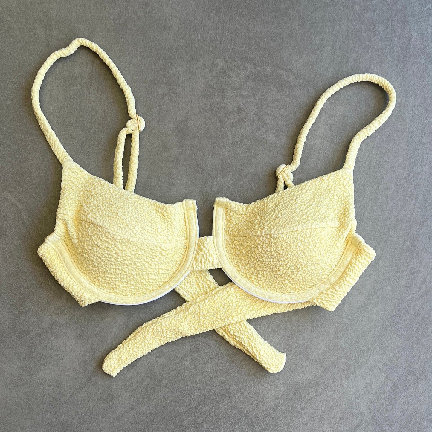 Lemoncello Beehive Textured Panneled Bikini Top