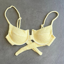 Load image into Gallery viewer, Lemoncello Beehive Textured Panneled Bikini Top
