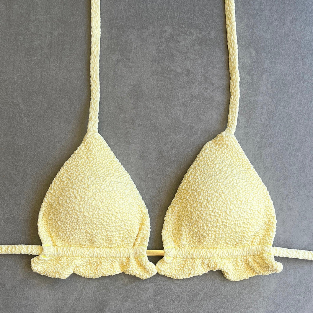 Lemoncello Beehive Textured Triangle Frill Bikini Top
