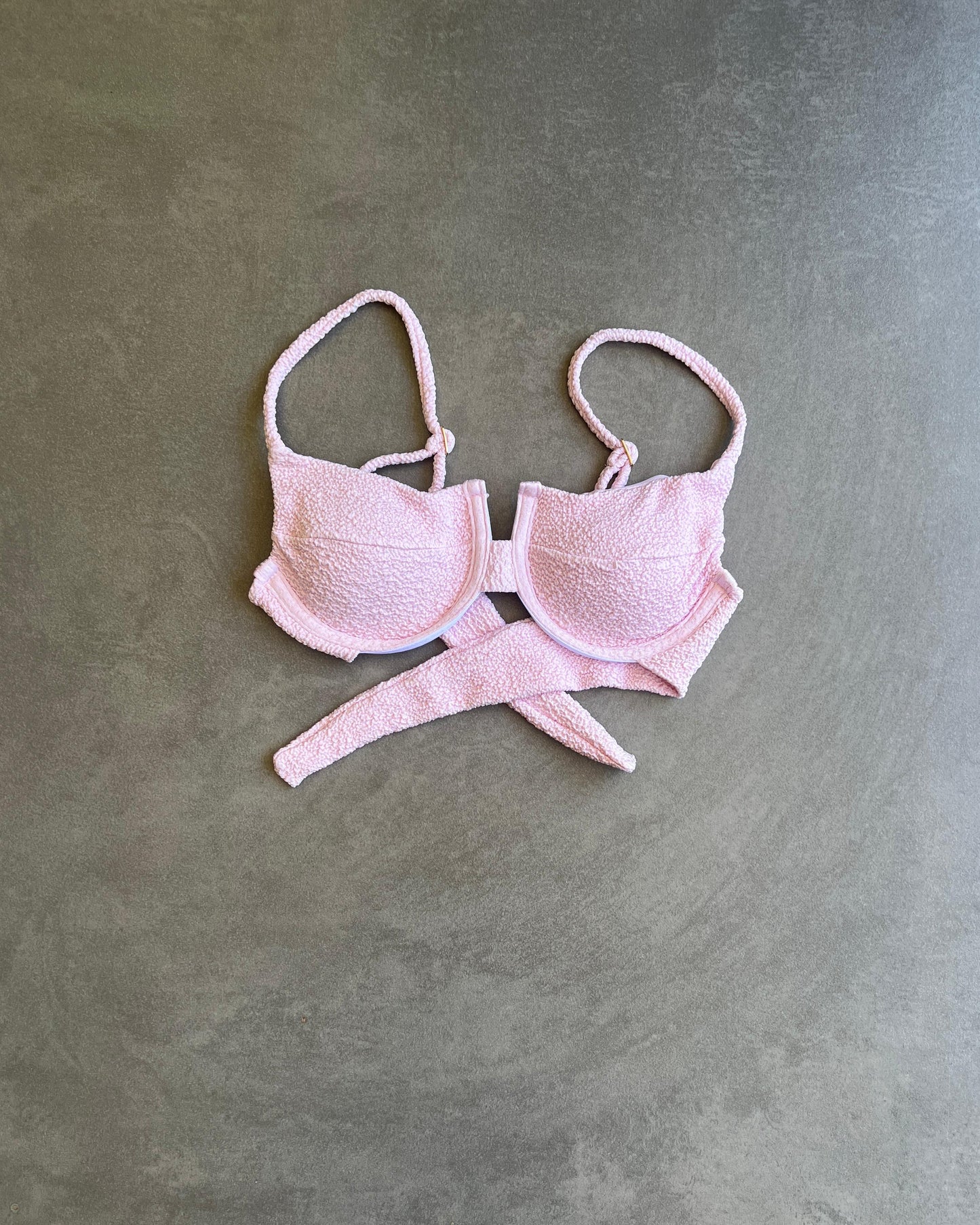Rose Spritz Beehive Textured Panneled Bikini Top