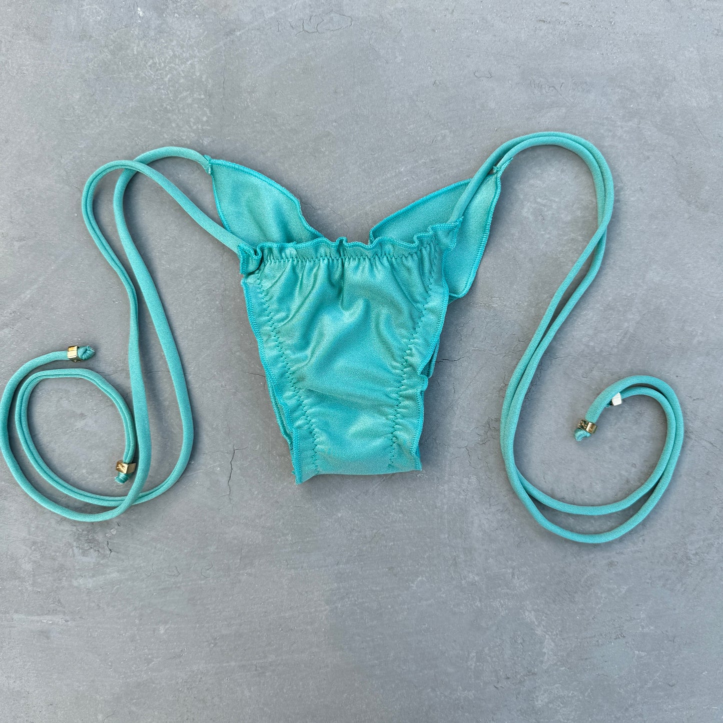 Turquoise Ripple Side Tie Bikini Bottom